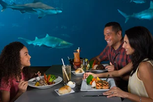 Family eating at Shark's Underwater Grill